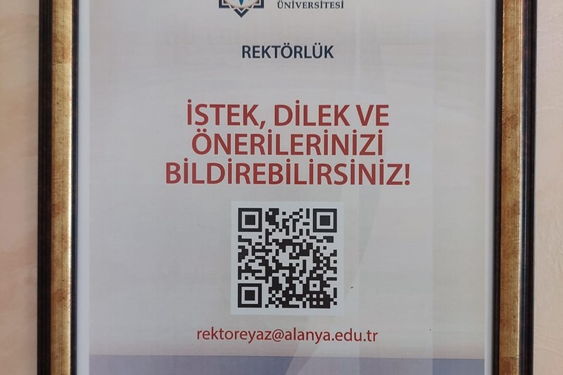 İSTEK DİLEK ŞİKAYETLER QR SİSTEMİ İLE DAHA HIZLI ŞEKİLDE BİRİM YÖNETİCİLERİNE ULAŞABİLECEK.