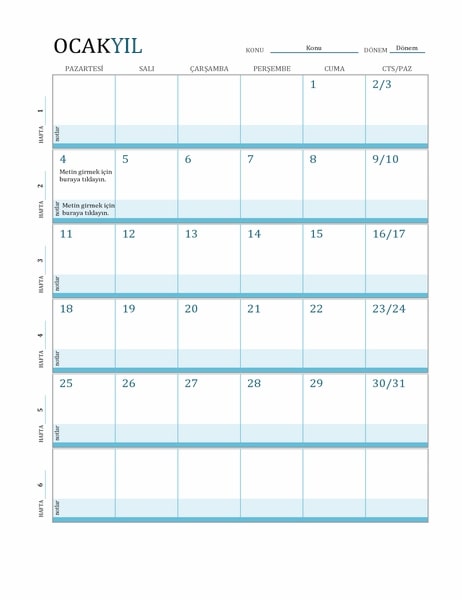 Koordinatörlük Faaliyet Takvimi yayınlandı