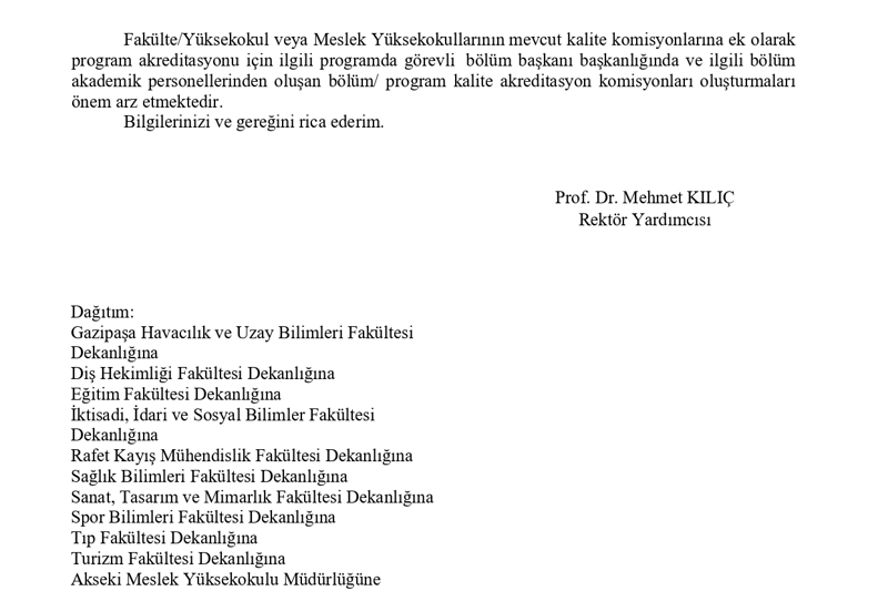 Program akreditasyonu hakkında duyuru gerçekleştirildi